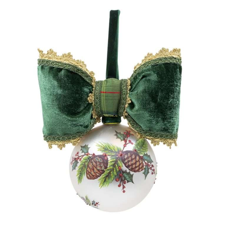"Sfera in Vetro e Pigne Tartan" H16X10