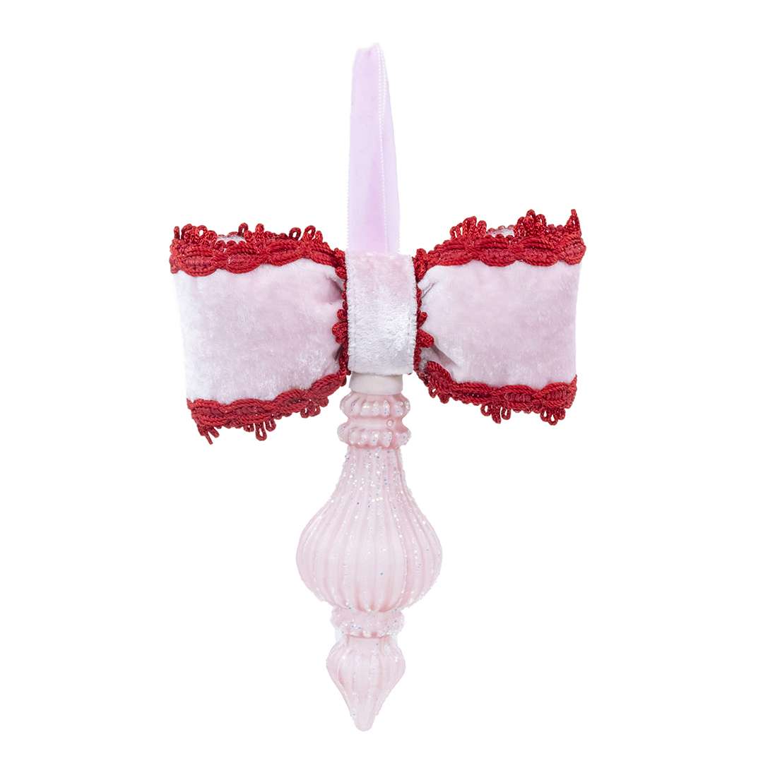 “Pink and White Pointed Spindle with Pink Bow” H17X16