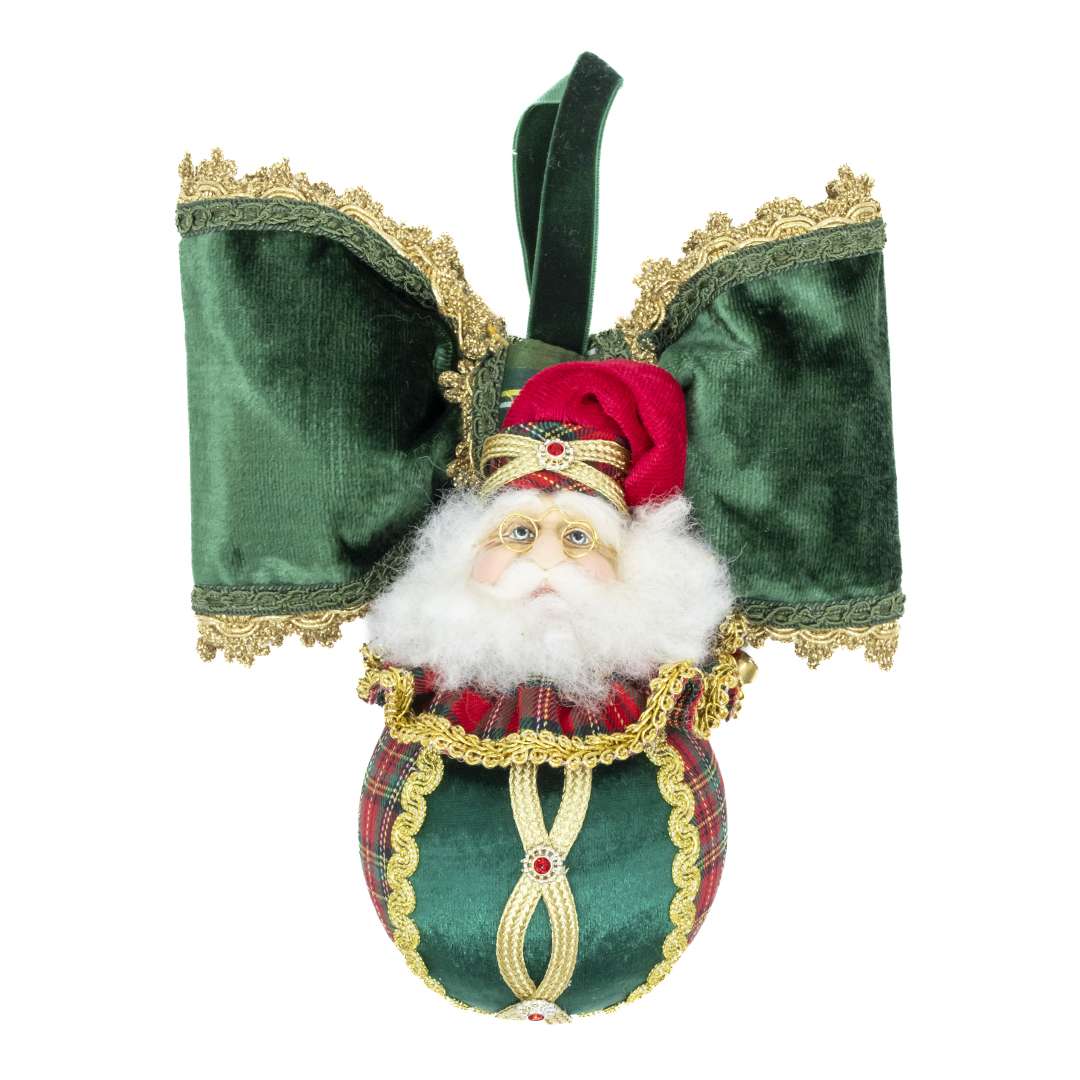 "Decorazione Babbo Natale Tartan su Palla" H21X19