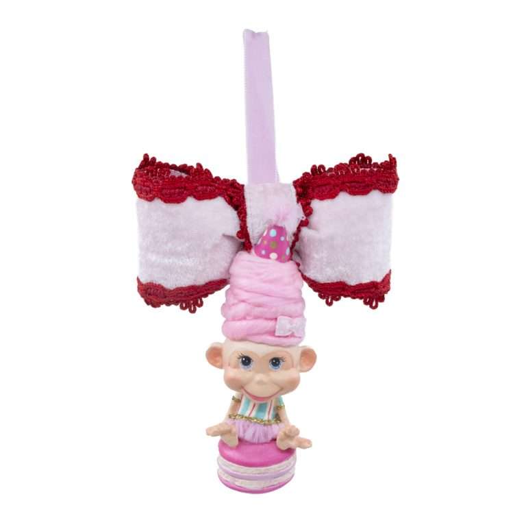 "Pink Monkey on Macarons – Candy Rose" H17X10