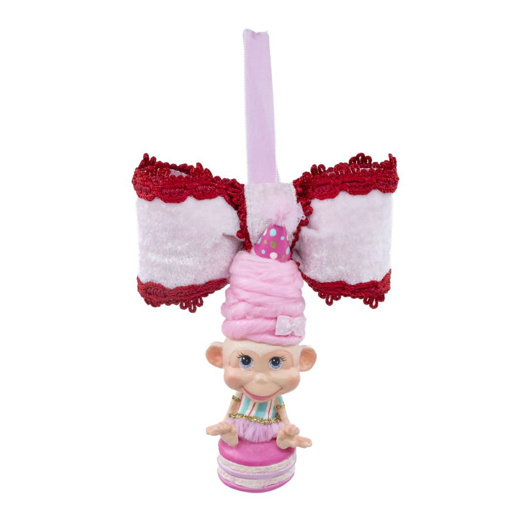 "Pink Monkey on Macarons – Candy Rose" H17X10