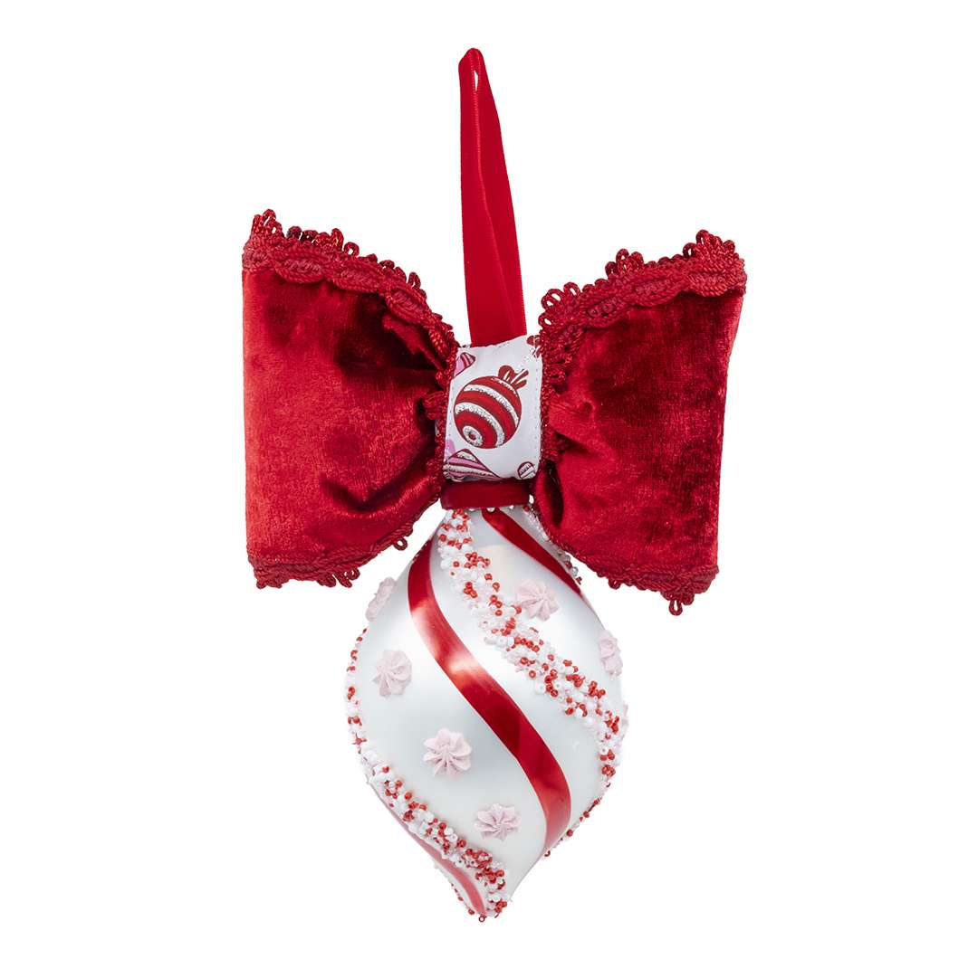 "Boule pointue " Rose bonbon » avec perles roses et rouges H24L15