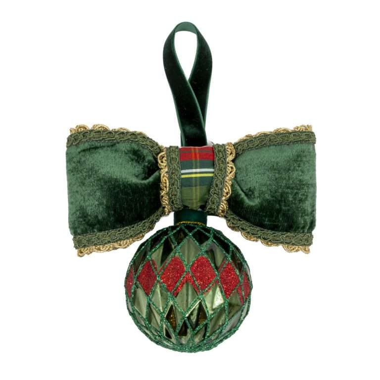"Sfera Tonda Rombi Verde Tartan" H14X15