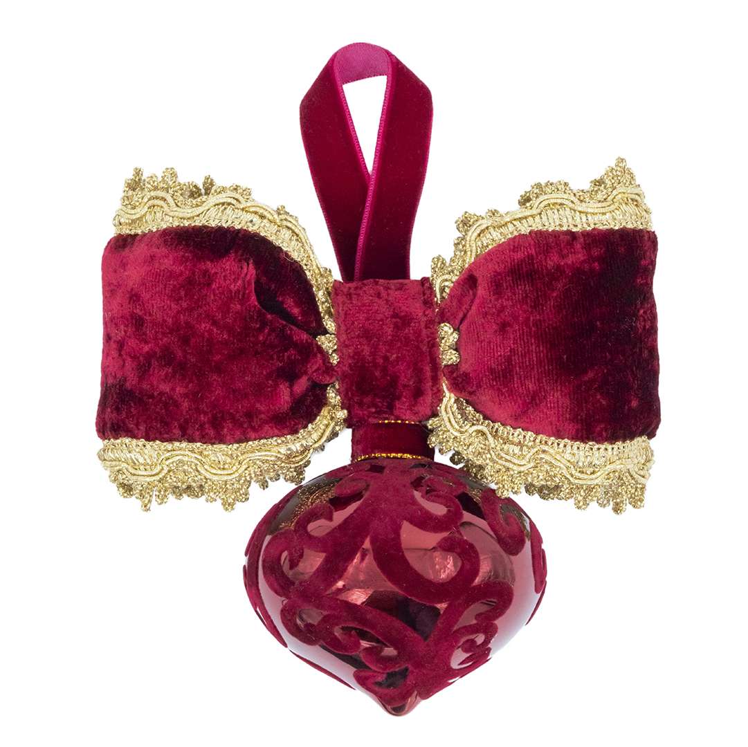 "Burgundy Glass Spinning Top with Velvet Decorations" H15X150