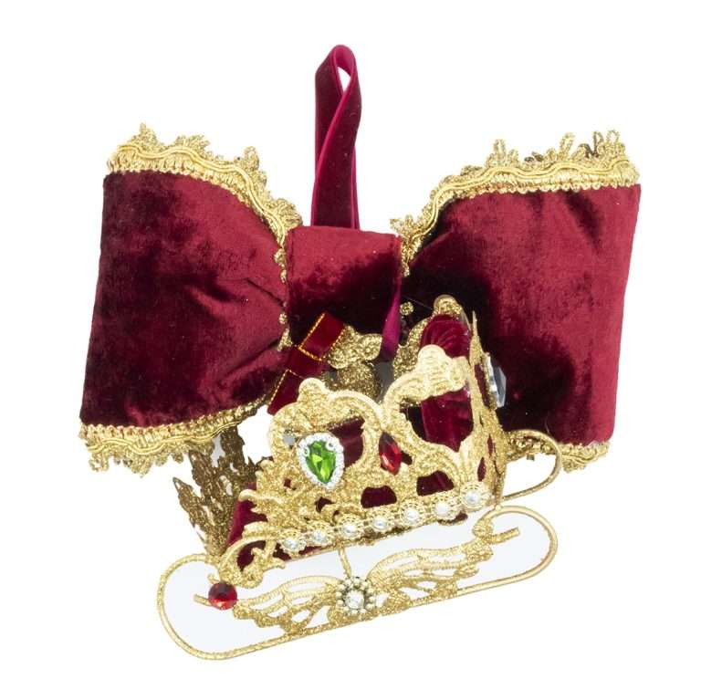 "Gold and Green English Royal Sleigh" H19X20