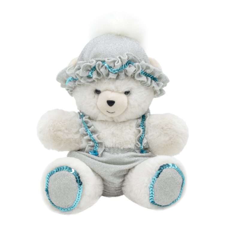 "Orsetto Baby Bianco/Celeste Luxury" H25 CM