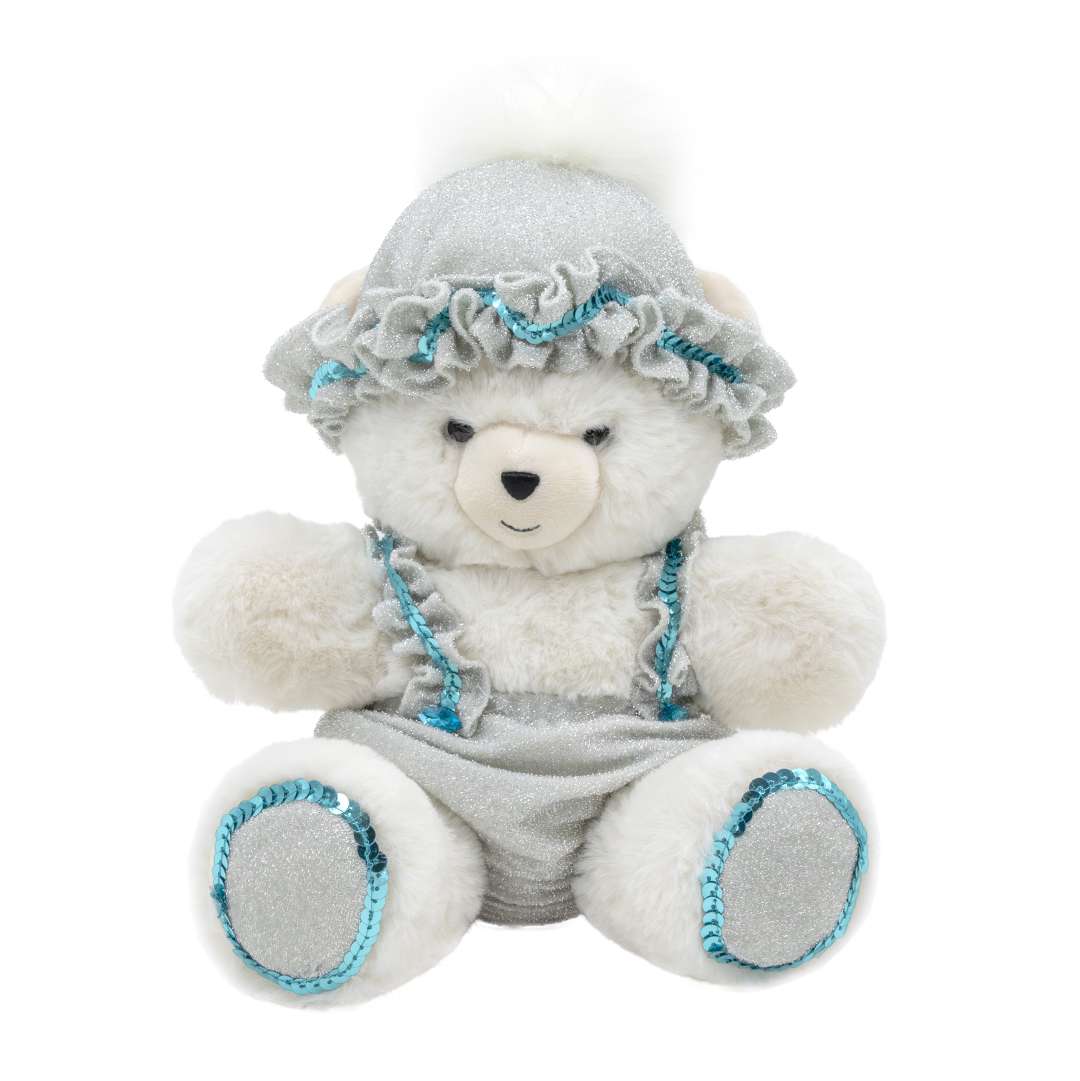 "Luxury White/Light Blue Baby Bear" H25 CM