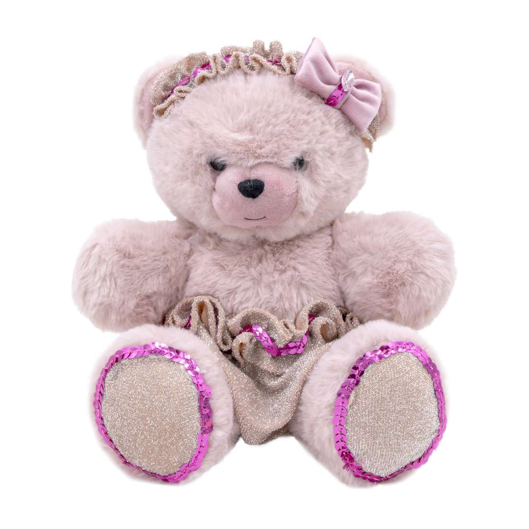 "Ours en peluche rose de luxe H25 cm