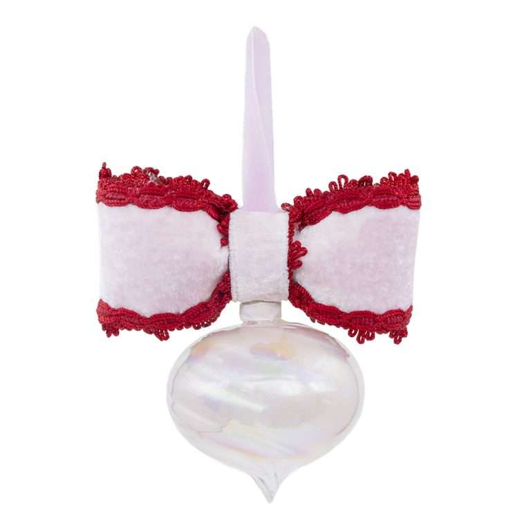 "Pink Pearl Spinning Top Sphere with Pink Bow" H17X16