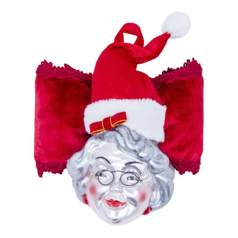 " Décoration de tête de Père Noël en verre " H17X18
