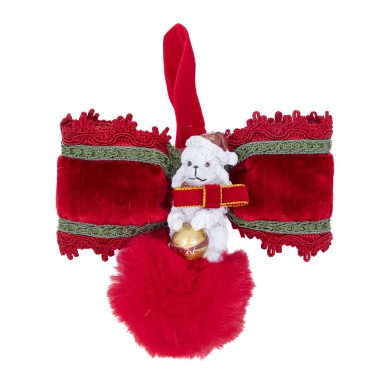 " Caniche sur pompon rouge " H16X10