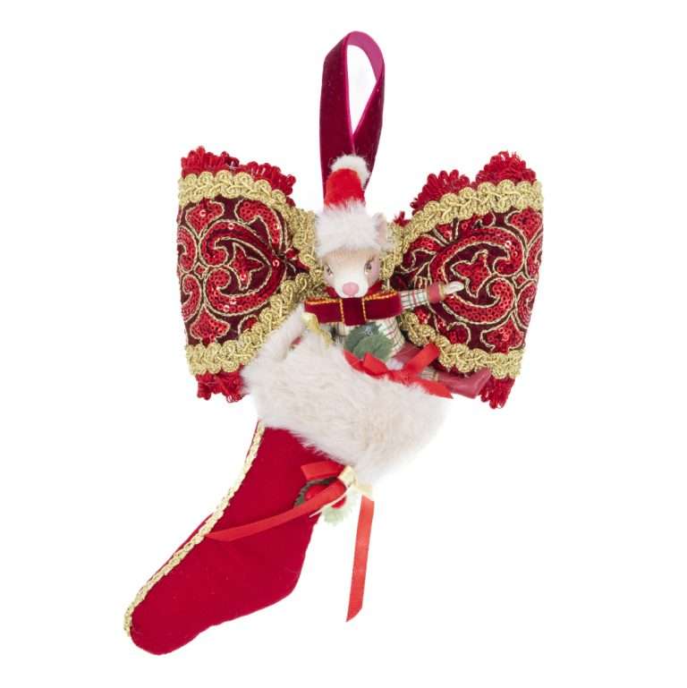 "Elf Popping Out of a Stocking with Cones" H21X16