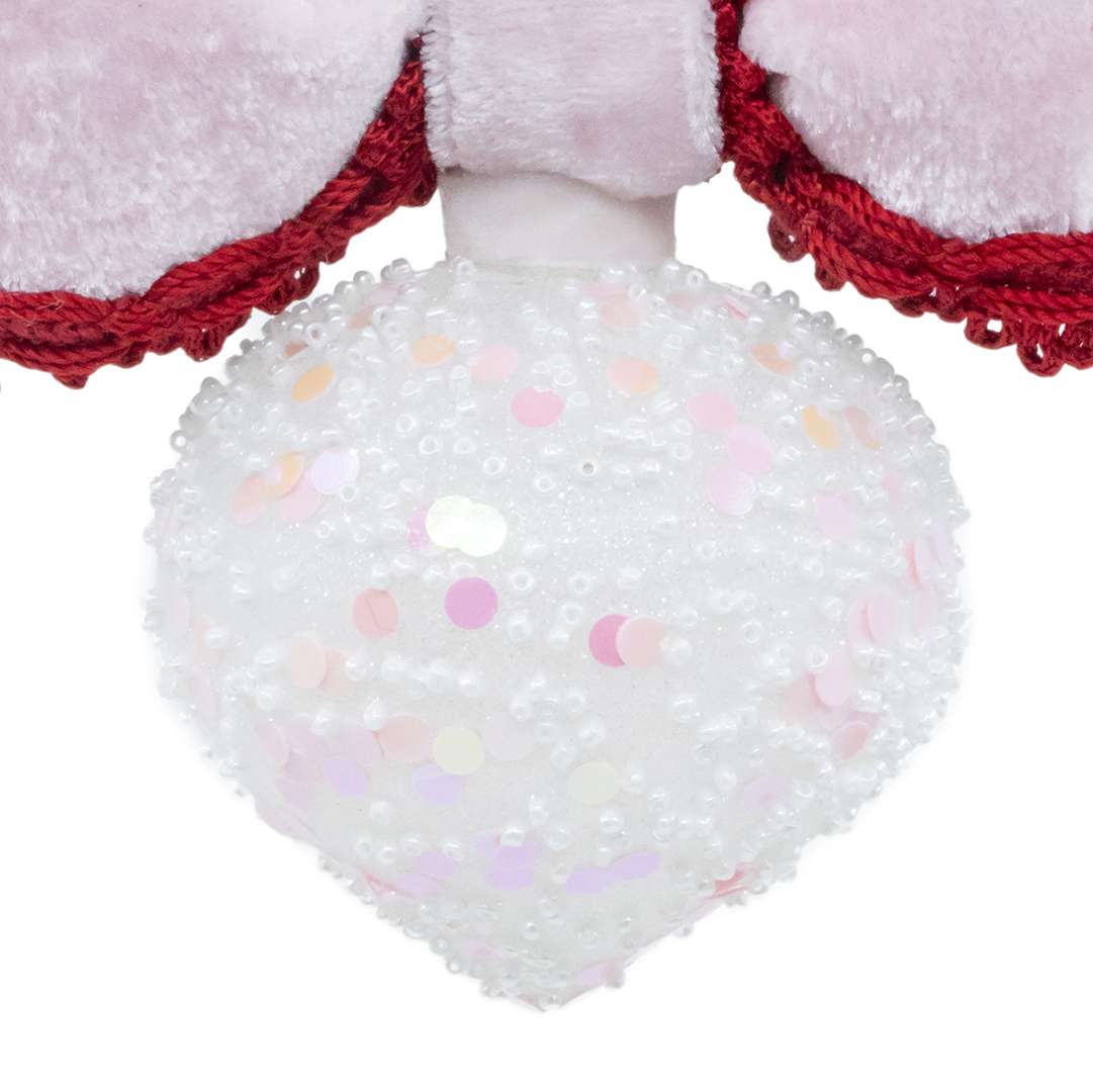 "Sfera Trottola Paillettes Rosa e Bianche C/Fiocco Rosa" H17X16 - Image 2