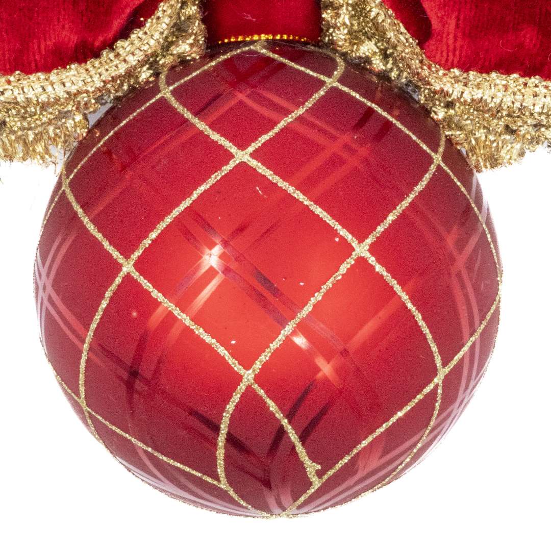 "Sfera in Vetro Rossa e Decori Oro" H27X20 - immagine 2