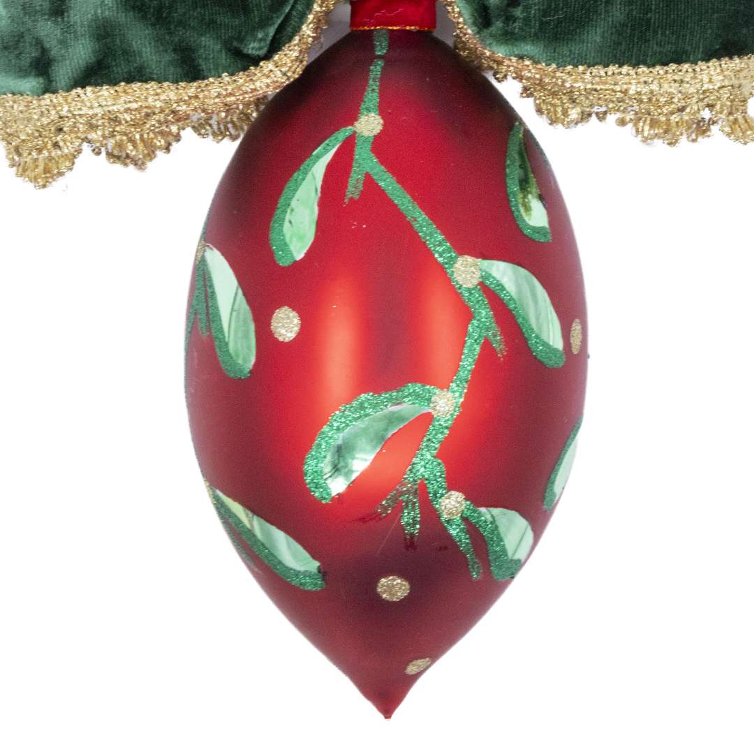 "Sfera Rossa in Vetro Fuso Maxi Decorata" H31X23 - immagine 2