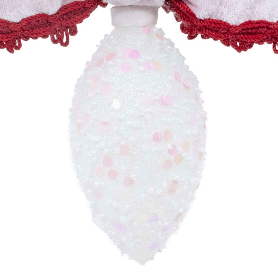 “Sfera A Punta Paillettes Rosa e Bianche C/Fiocco Rosa” H17X16 - Image 2