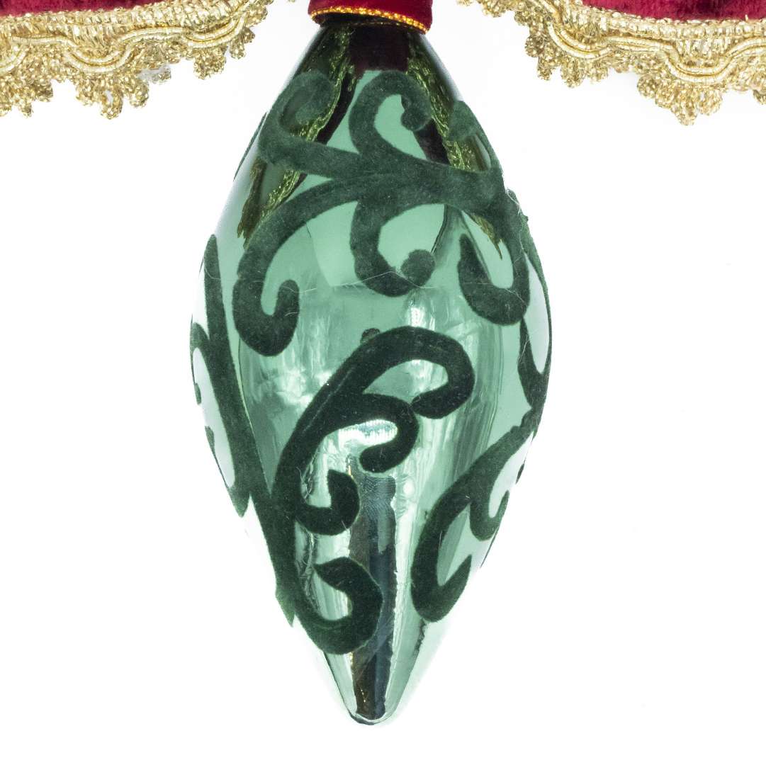 "Sfera Fuso Verde in Vetro con Decori in Velluto" H19X15 - immagine 2