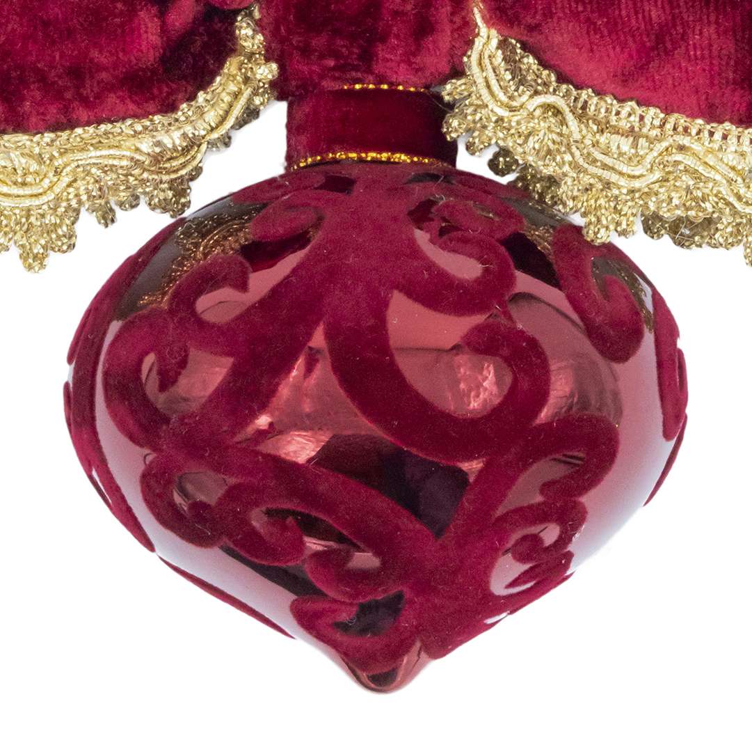 "Sfera Trottola in Vetro Bordeaux con Decori in Velluto" H15X150 - Image 2