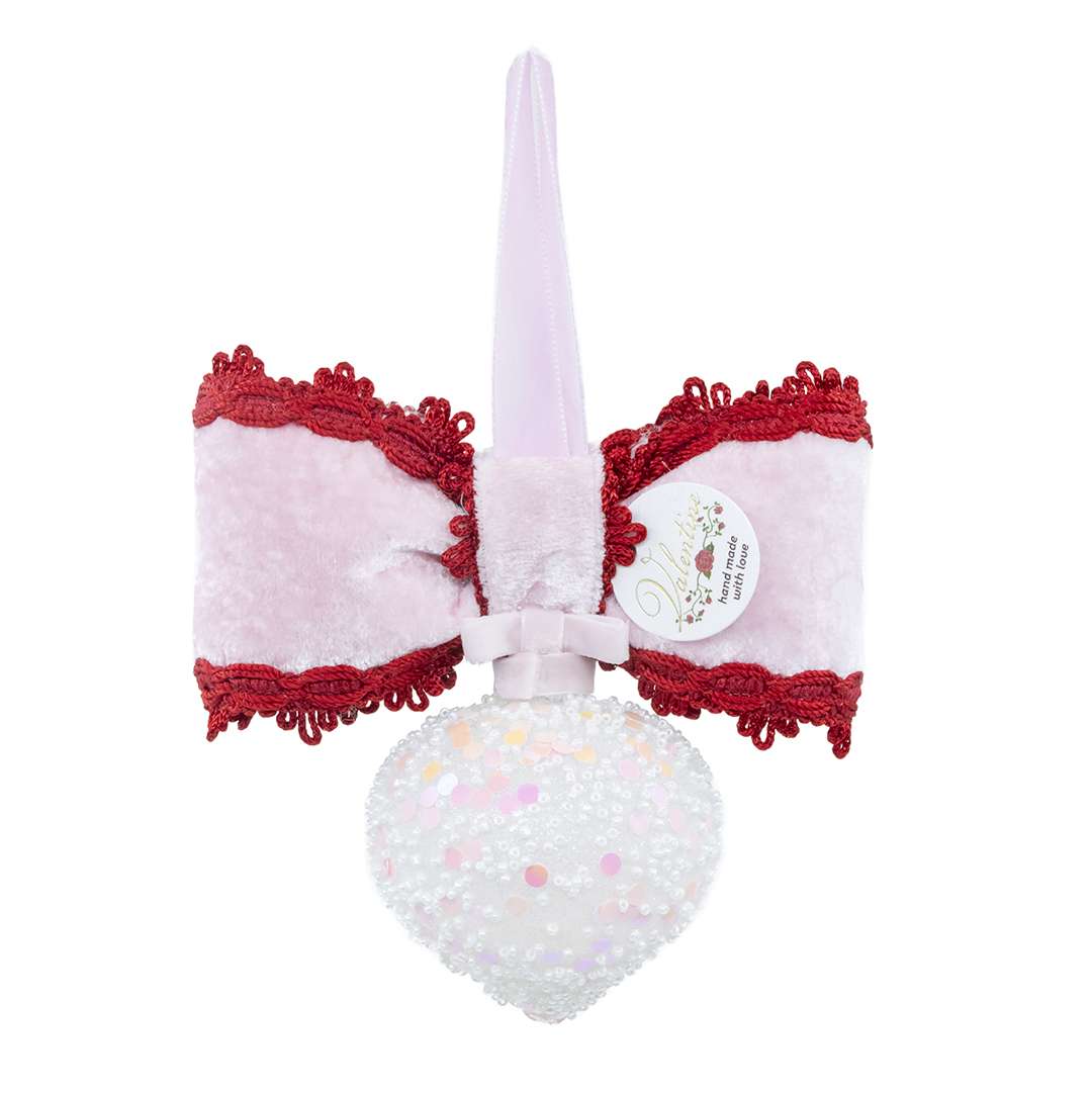 "Sfera Trottola Paillettes Rosa e Bianche C/Fiocco Rosa" H17X16 - Image 4