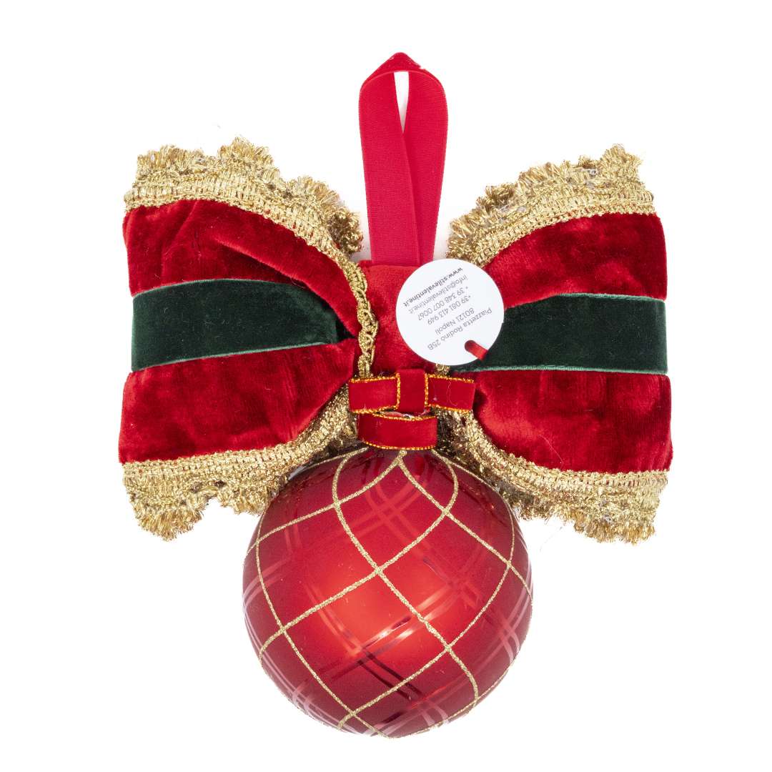 "Sfera in Vetro Rossa e Decori Oro" H27X20 - immagine 4