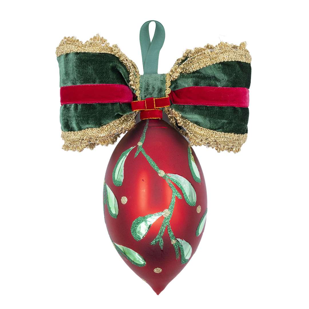 "Sfera Rossa in Vetro Fuso Maxi Decorata" H31X23 - immagine 4