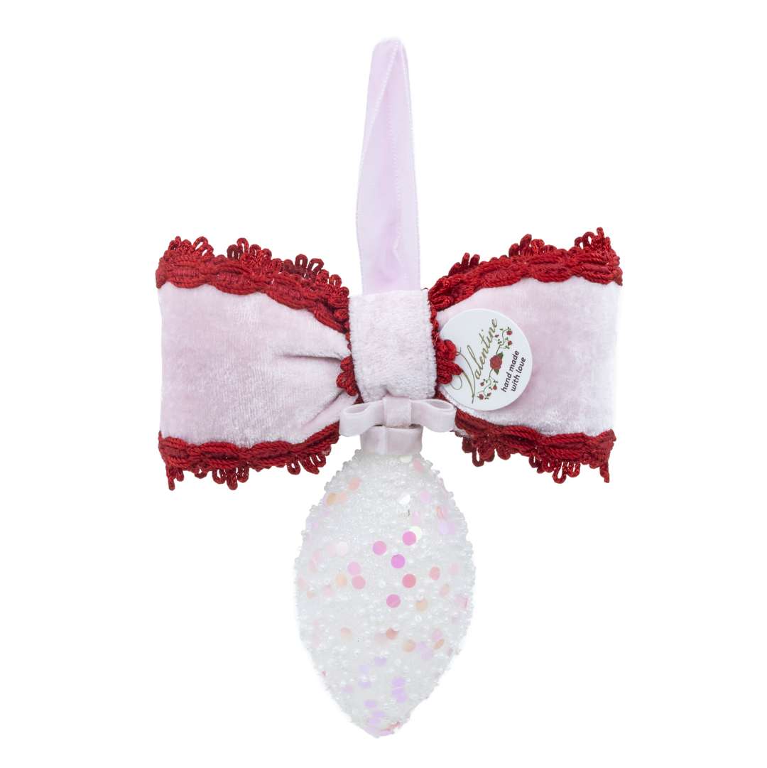 “Sfera A Punta Paillettes Rosa e Bianche C/Fiocco Rosa” H17X16 - Image 4