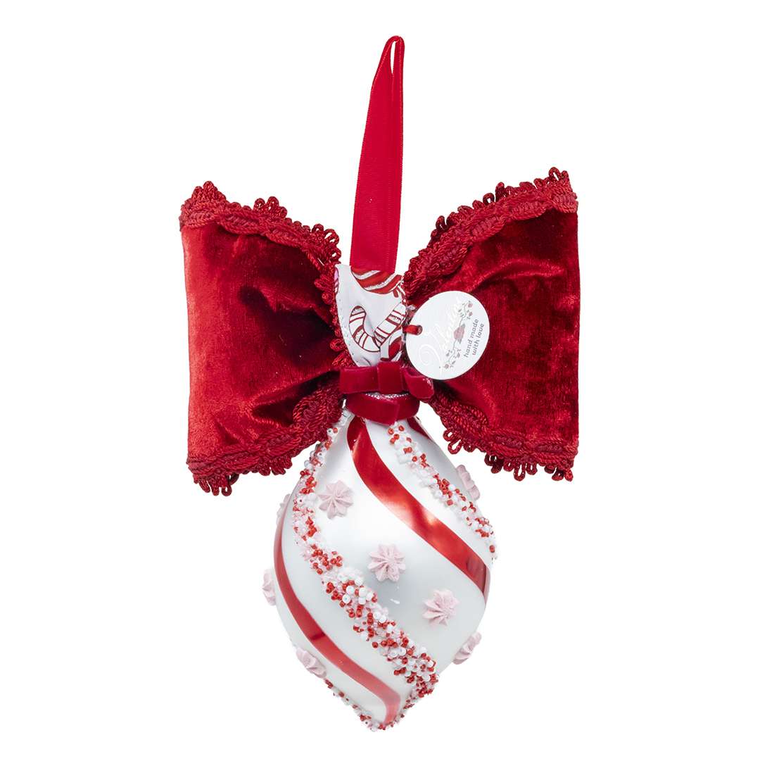 "Sfera A Punta Candy Rose Con Perline Rosa e Rossi"H24L15 – Image 4