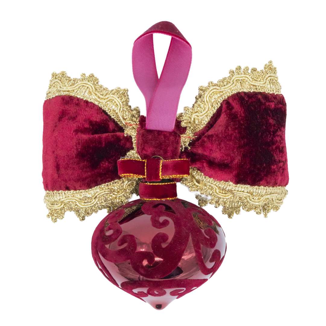 "Sfera Trottola in Vetro Bordeaux con Decori in Velluto" H15X150 - Image 4