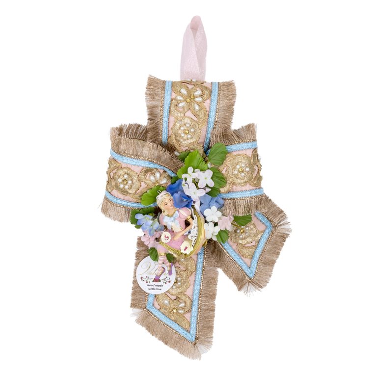 ""Curly Bow with Ballerina in Cup – White Rabbit" H34X18