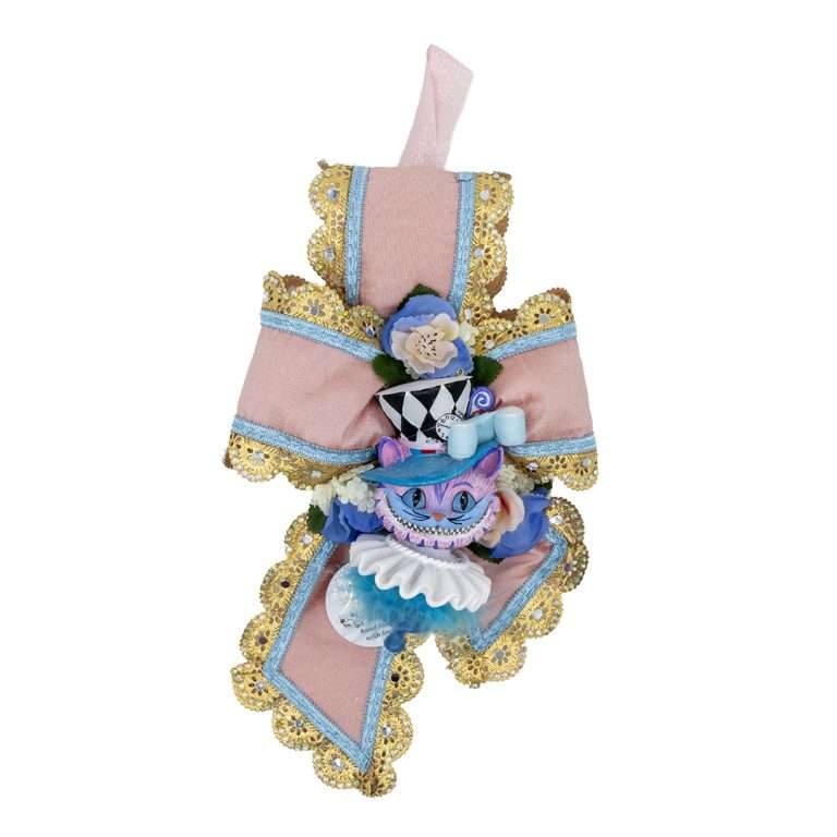"Fiocco Riccio con Gatto di Alice Collezione Wonderland" H34X24 CM