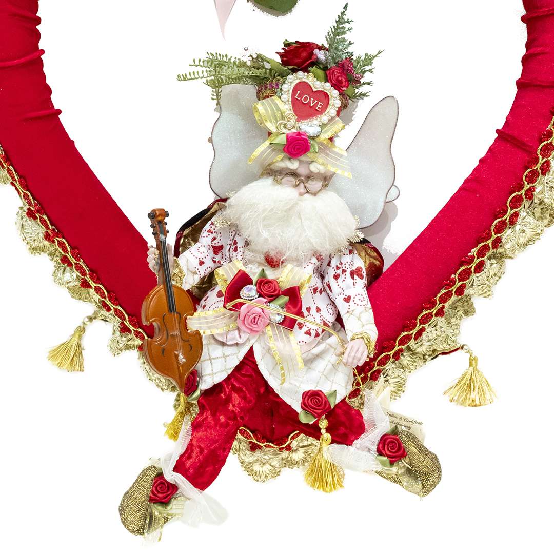 "Cuore Decorativo con Elfo che Suona – Mark Roberts"H65X54 CM - Image 2