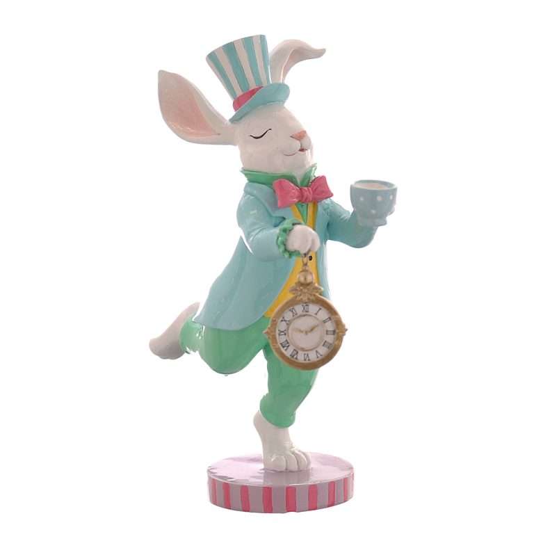 "Coniglio Celeste su Base con Orologio" H30 CM