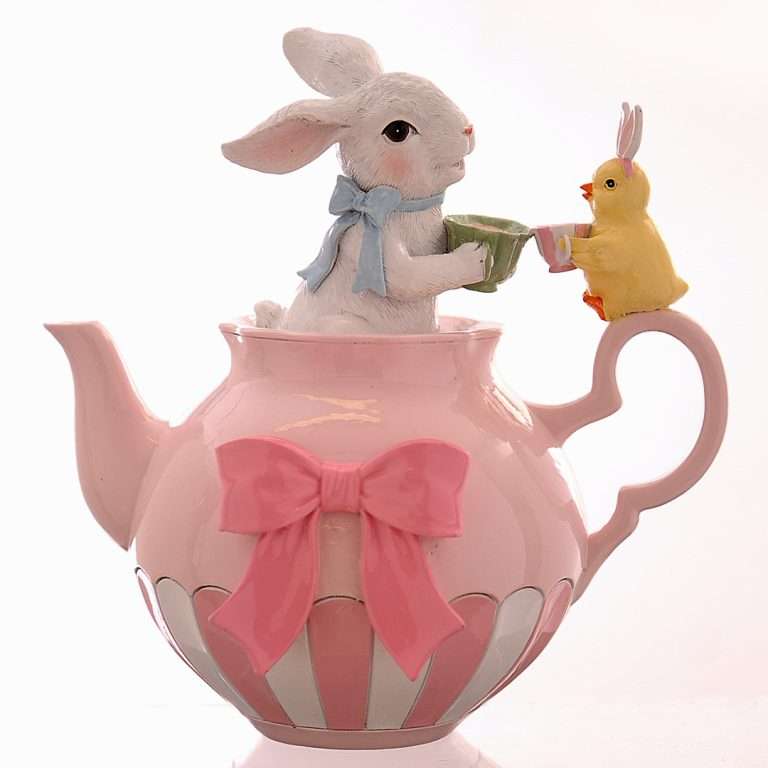 "Coniglio in Teiera Rosa" H25 CM
