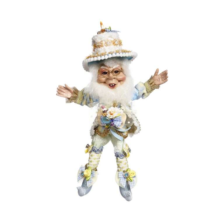 "Piccolo Elfo “Festa di Compleanno" Blu/Giallo H29,5 CM