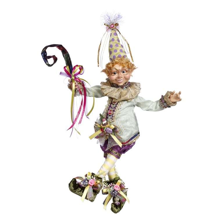 "Fata Elfo “Buon Compleanno” Medio Blu Verde Viola" H46 CM