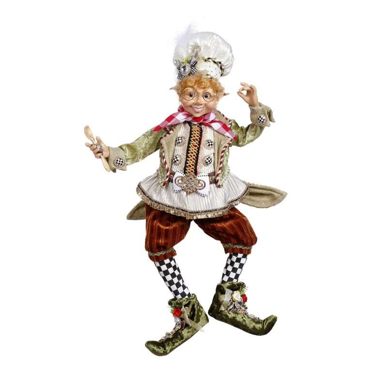 "Maître de cuisine elfe vert/blanc moyen, hauteur 52 cm