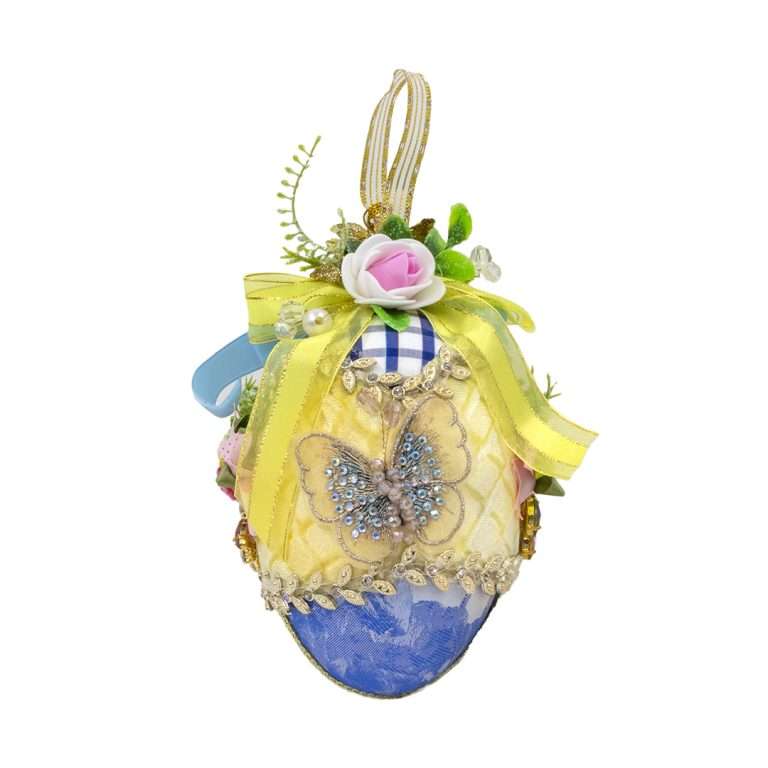 “Uova Gioiello Giallo E Celeste” H18 CM