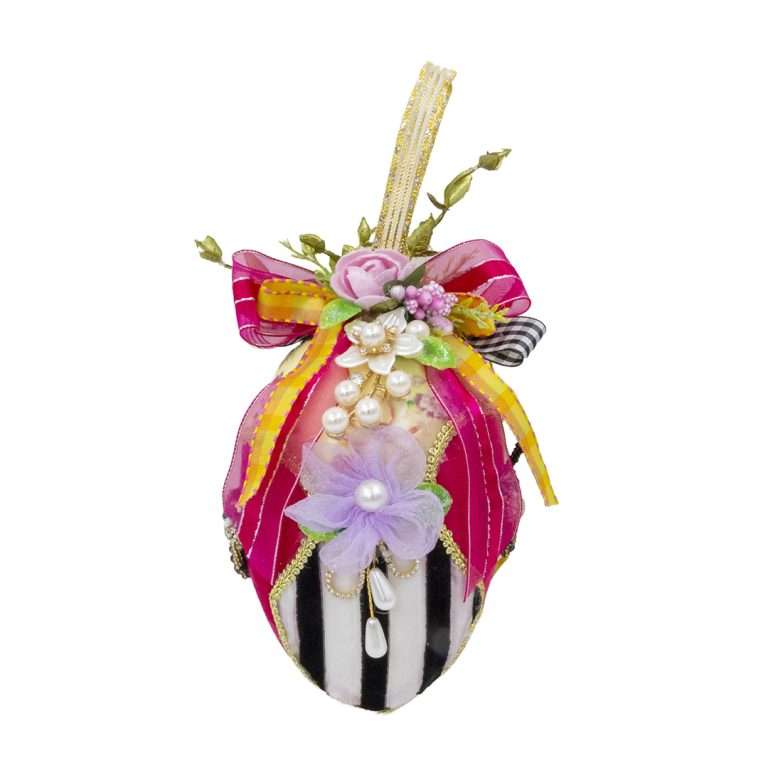 “Uova Gioiello Fucsia a Righe” H18 CM
