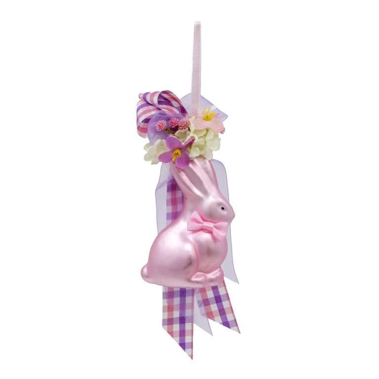 "Decorazione Coniglietto in Vetro Rosa" H22X10 CM