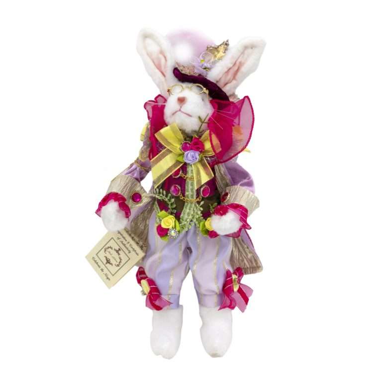 "Mr Coniglio Pasquale Rosa e Giallo" H33 CM