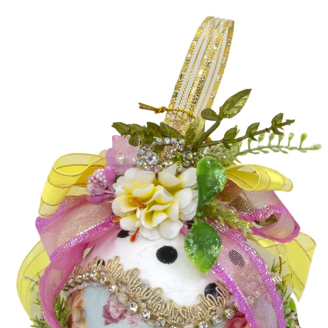 "Uova Gioiello Giallo Celeste e Rosa" H18 CM – Image 2