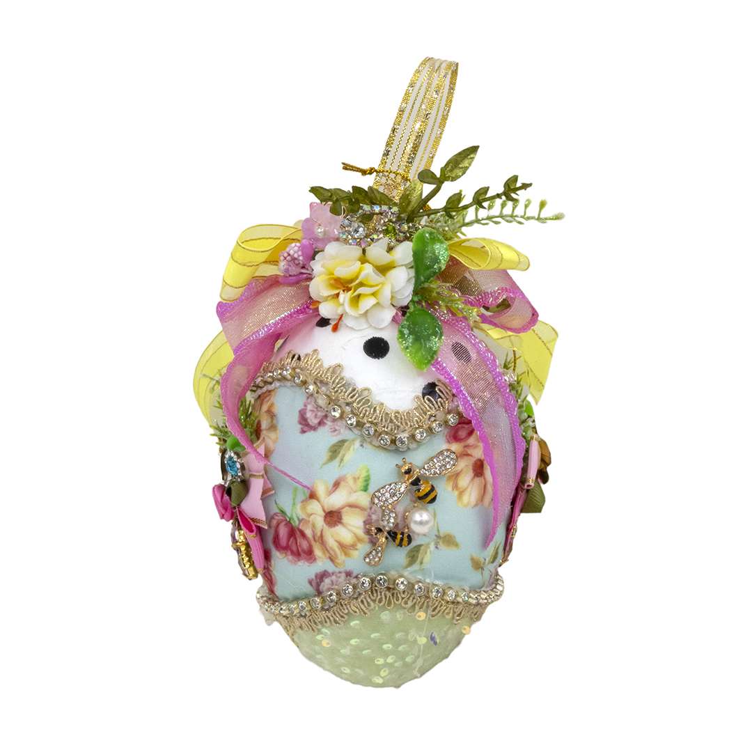 "Uova Gioiello Giallo Celeste e Rosa" H18 CM – Image 3
