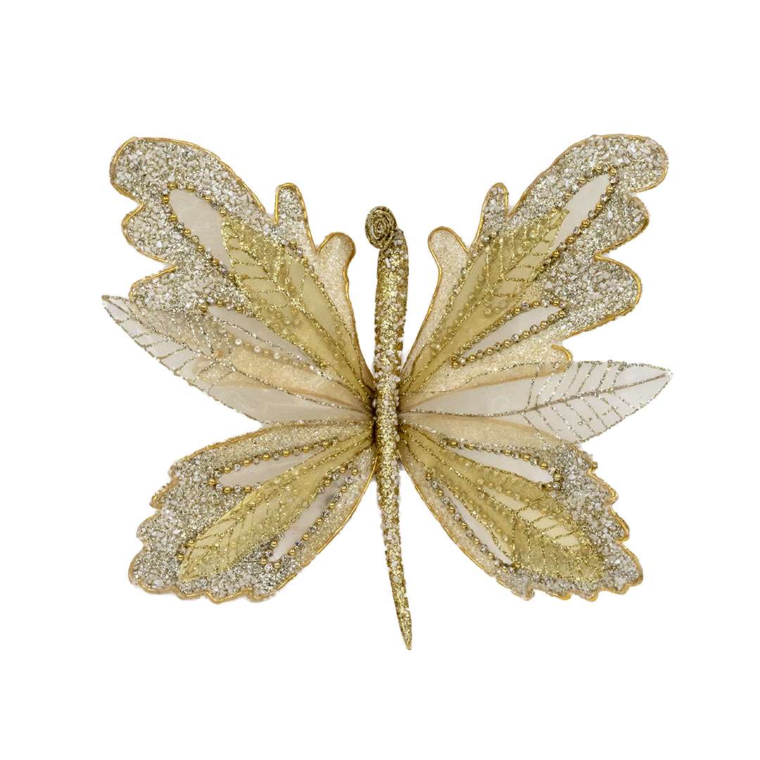 "Farfalla Glitter Oro e Beige" H30 CM