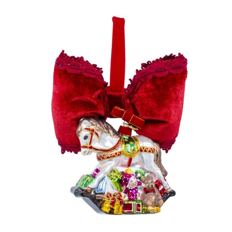 "Decorazione Cavallo a Dondolo in Vetro" L15 H17 CM