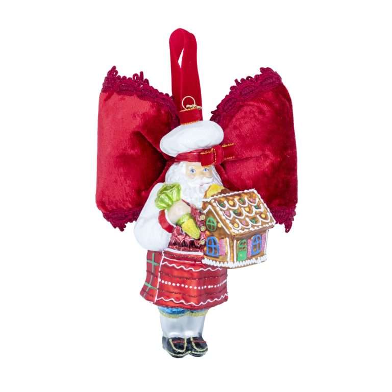 "Decorazione Babbo Natale Chef in Vetro" L15 H16 CM