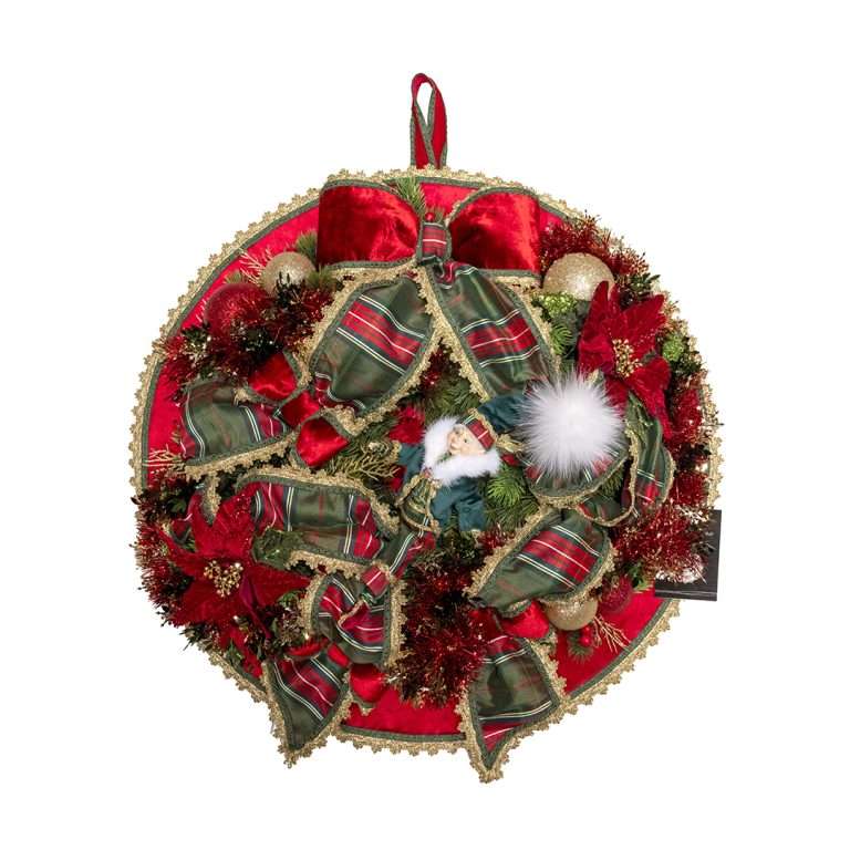"Ghirlanda Quadro Tartan c/Elfo" D75 CM