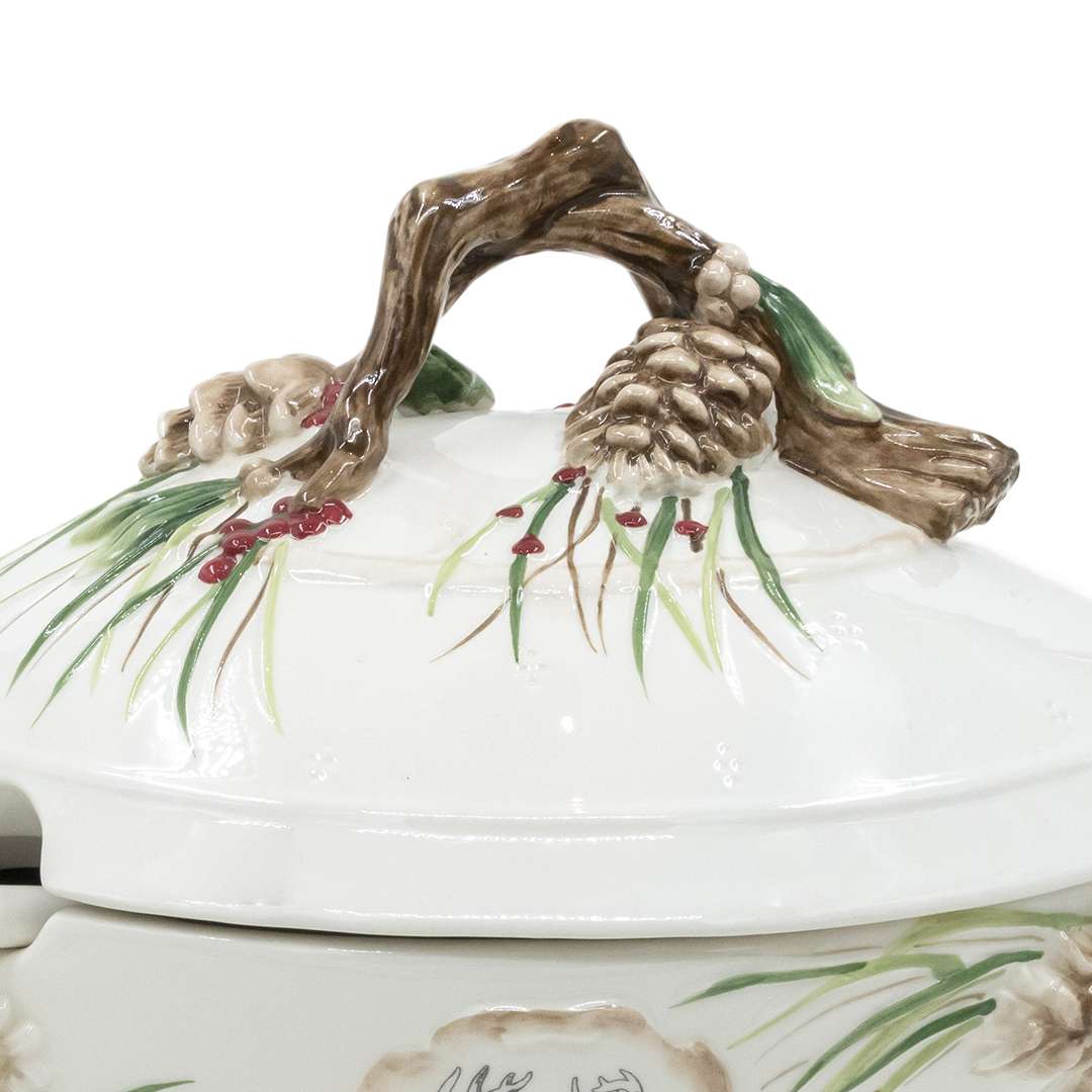 "Zuppiera Montagna con Inserti di Pigne e Foglie" L38X26 CM – Image 2