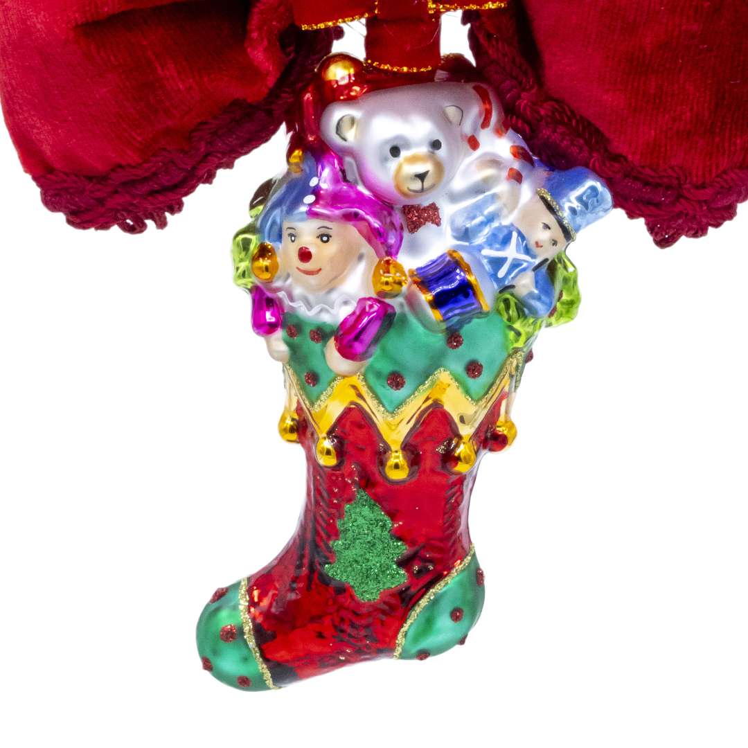 "Decorazione Calza di Natale in Vetro" L15X20H - immagine 2