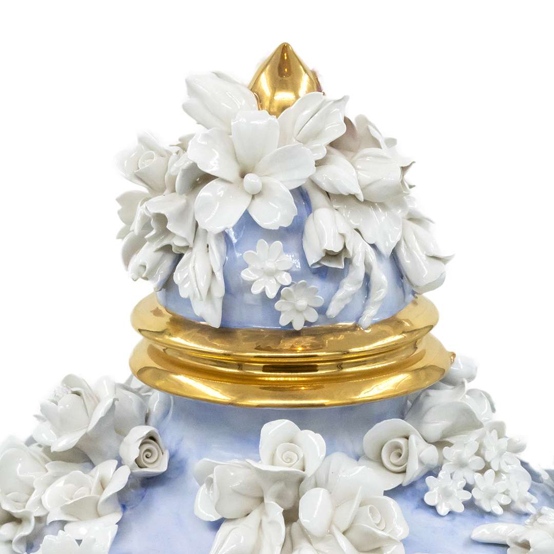 "Potiche Intagliata c/Rose,Uccellini e Coperchio" H45X26 CM - immagine 2