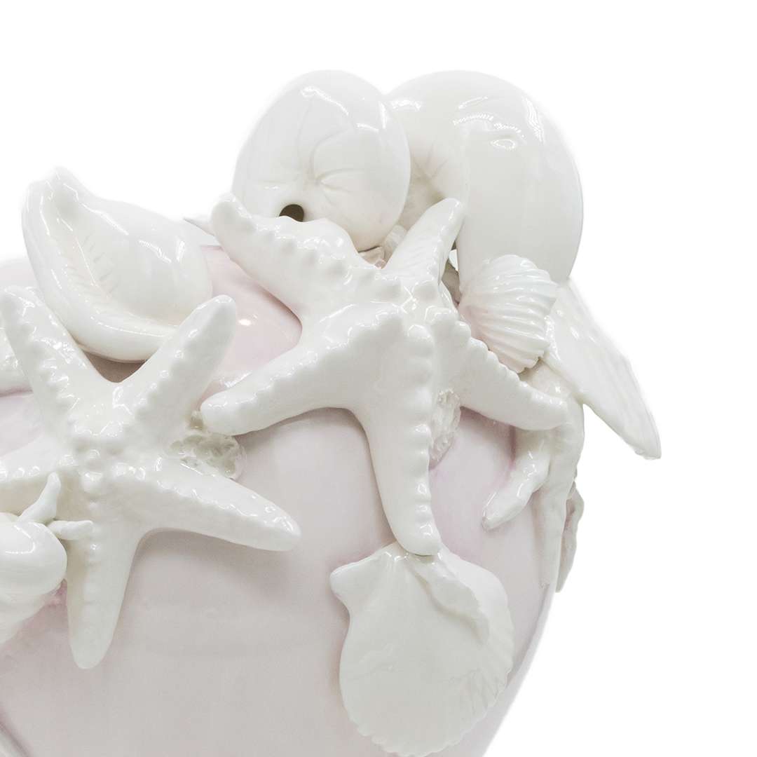 "Vaso Rosa Mare c/Inserti Conchiglie Bianco" H35X20 CM – Image 2